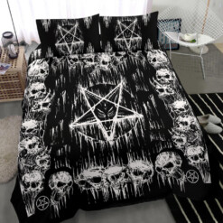 Satanic Skull Melting Inverted Pentagram 3 Piece Duvet Set