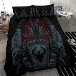 Gothic Satanic Skull Demon Shrine Gothic Satanic Color Version 3 Piece Duvet Set