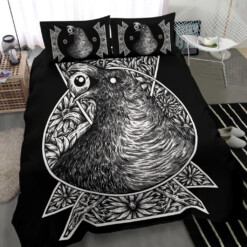 Gothic Crow Eye Black And White Version 3 Piece Duvet Set