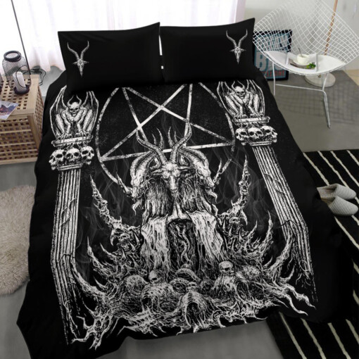 Skull Satanic Goat Winged Demon Version 3 Piece Duvet Set