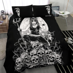 Skull Demon Black Metal Girl Goat Skull 3 Piece Duvet Set