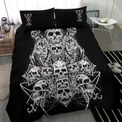 Skull Satanic Cross 3 Piece Duvet Set Skull Cross Lucifer Version