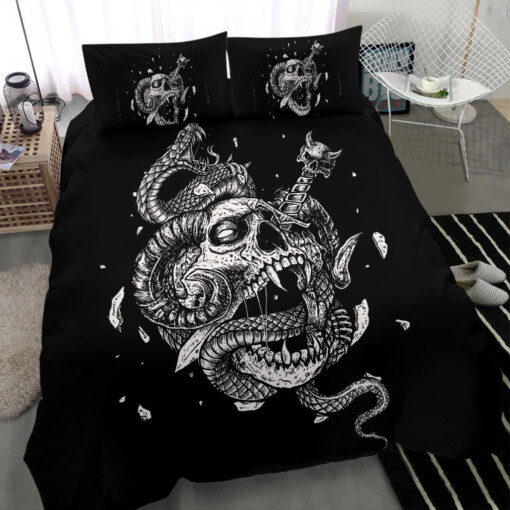 Skull Serpent Exploding Dagger Demon 3 Piece Duvet Set