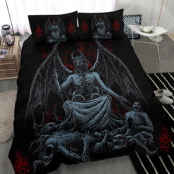 Skull Skeleton Winged Demon God 3 Piece Duvet Set Color Version