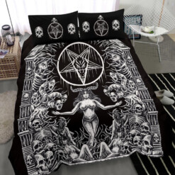 Skull Demon Satanic Pentagram Shrine 3 Piece Duvet Set