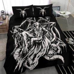 Skull Satanic Goat Impaled Skull 3 Piece Duvet Set Large Goat Version