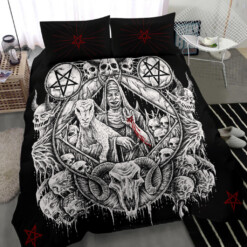 Skull Satanic Pentagram Demon Virgin Nun Goat 3 Piece Duvet Set