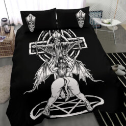 Skull Satanic Pentagram Demon Priest Crucified 3 Piece Duvet Set