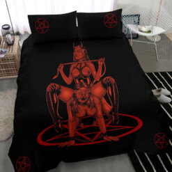 Satanic Pentagram Satanic Cross Demon Erotic 3 Piece Duvet Set Color Version