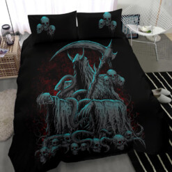 Skull Serpent Hooded Reaper Demon Skull Trophy 3 Piece Duvet Set Color Version