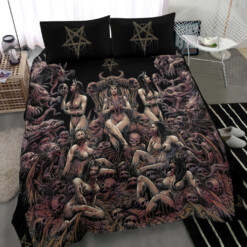 Skull Demon Satanic Pentagram Nymphomania Witch Throne 3 Piece Duvet Set