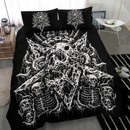Skull Skeleton Satanic Pentagram 3 Piece Duvet Set