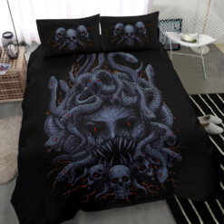 Skull Medusa Demon Goddess 3 Piece Duvet Set Eternal Revenge Of the Injustice Violation