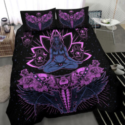 Skull Occult Cyclops Moth Crow Sword 3 Piece Duvet Set Sexy Blue Pink