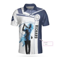 Blue Golf Lover Custom Polo Shirt Personalized White And Blue Golf Shirt For Men - Dream Art Europa