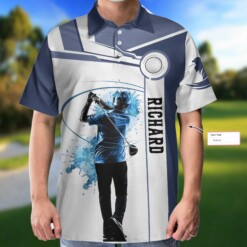 Blue Golf Lover Custom Polo Shirt Personalized White And Blue Golf Shirt For Men - Dream Art Europa