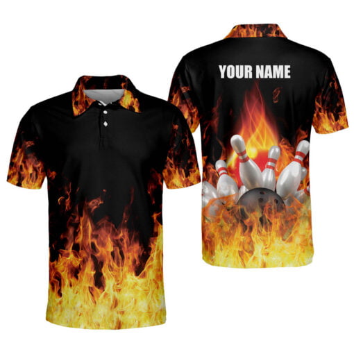 Custom Bowling Shirts for Men Mens Bowling Shirts Short Sleeve Flame Bowling Shirts Crazy Fire Bowling Shirt