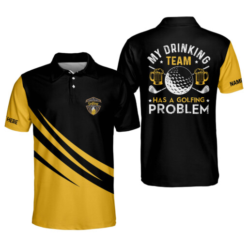 Custom Funny Golf Shirts for Men My Drinking Team Has A Golfing Problem Shirts Short Sleeve Lightweight Polos GOLF