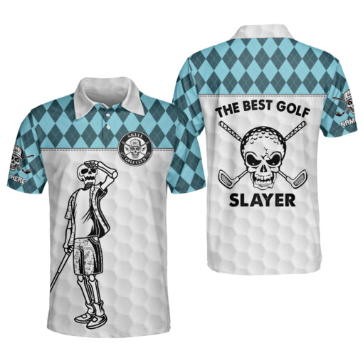 Custom Funny Golf Shirts for Men The Golf Slayer Mens Skull Golf Shirts Short Sleeve Polo Crazy Golf Shirts for Men GOLF