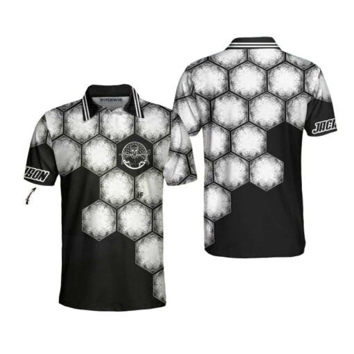 Golf Ball Black White Custom Polo Shirt Best Personalized Polo Shirt For Golf Players Cool Golfing Shirt