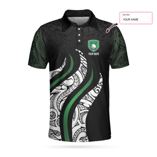 Golf Black And Green Abstract Pattern Custom Polo Shirt Personalized Golf Gift For Male Golfers