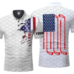 Golf Club Custom Name American Flag Patriotic All Over Print Polo Shirt Personalized Sport Gift -