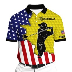 Golf Polo Shirt Cool Golf Man Golfaholic Golf Polo Shirts Multicolor Personalized Golf Shirt Patriotic Golf Shirt For Men