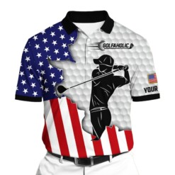 Golf Polo Shirt Cool Golf Man Golfaholic Golf Polo Shirts Multicolor Personalized Golf Shirt Patriotic Golf Shirt For Men