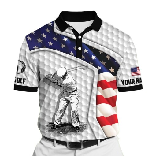 Golf Polo Shirt Premium American Cool Old Man Golf Polo Shirts Multicolor Personalized Golf Shirt Patriotic Golf Shirt For Men