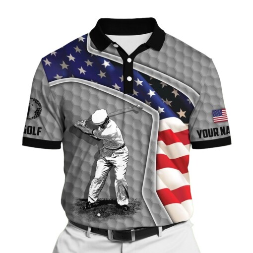 Golf Polo Shirt Premium American Cool Old Man Golf Polo Shirts Multicolor Personalized Golf Shirt Patriotic Golf Shirt For Men