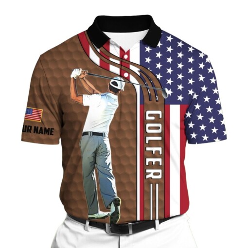 Golf Polo Shirt Premium American Golf Player Golf Polo Shirts Multicolor Personalized Golf Shirt Patriotic Golf Shirt For Men