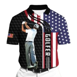 Golf Polo Shirt Premium American Golf Player Golf Polo Shirts Multicolor Personalized Golf Shirt Patriotic Golf Shirt For Men