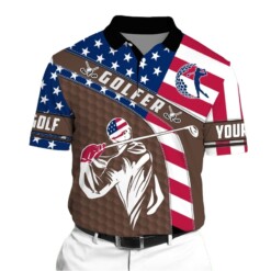 Golf Polo Shirt Premium American Golfer 3D Polo Shirt For Lovers Multicolor Personalized Golf Shirt Patriotic Golf Shirt For Men