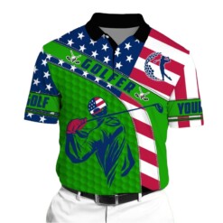 Golf Polo Shirt Premium American Golfer 3D Polo Shirt For Lovers Multicolor Personalized Golf Shirt Patriotic Golf Shirt For Men