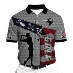 Golf Polo Shirt Premium Classic US Golf Player Golf Polo Shirts Multicolor Personalized Golf Shirt Patriotic Golf Shirt For Men