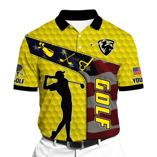 Golf Polo Shirt Premium Classic US Golf Player Golf Polo Shirts Multicolor Personalized Golf Shirt Patriotic Golf Shirt For Men