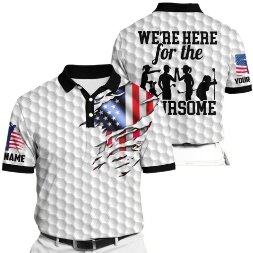 Golf Polo Shirt Premium Cool American Flag White Golf Polo Shirts Personalized Golf Shirt Patriotic Golf Shirt For Men