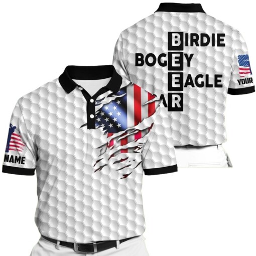 Golf Polo Shirt Premium Cool American Flag White Golf Polo Shirts Personalized Golf Shirt Patriotic Golf Shirt For Men