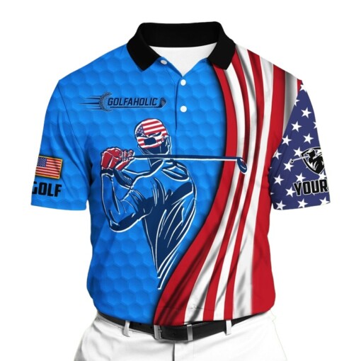 Golf Polo Shirt Premium Cool American Golf Man Golf Polo Shirts Multicolor Personalized Golf Shirt Patriotic Golf Shirt For Men