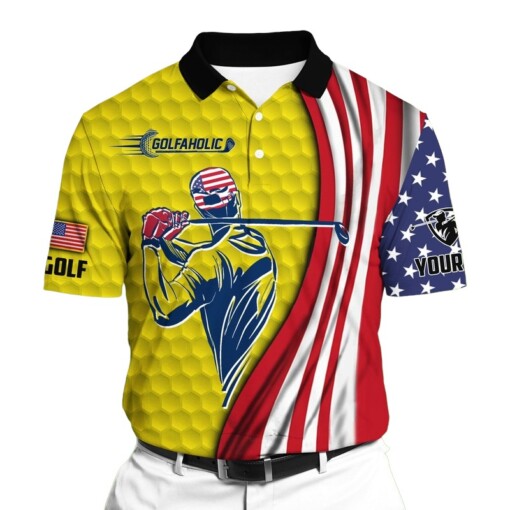 Golf Polo Shirt Premium Cool American Golf Man Golf Polo Shirts Multicolor Personalized Golf Shirt Patriotic Golf Shirt For Men