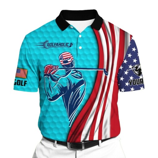 Golf Polo Shirt Premium Cool American Golf Man Golf Polo Shirts Multicolor Personalized Golf Shirt Patriotic Golf Shirt For Men