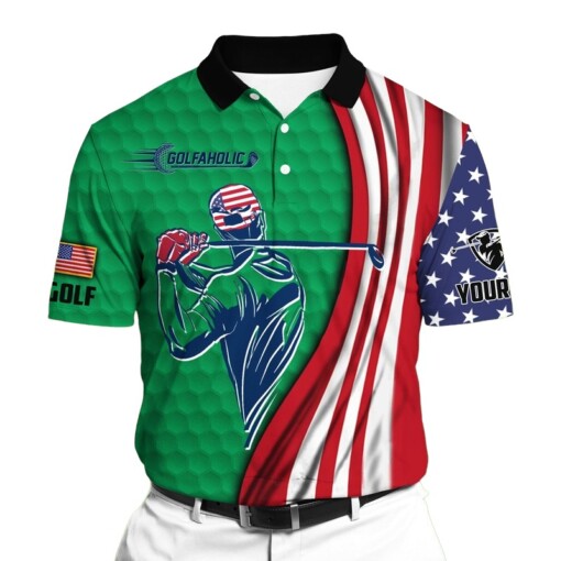 Golf Polo Shirt Premium Cool American Golf Man Golf Polo Shirts Multicolor Personalized Golf Shirt Patriotic Golf Shirt For Men
