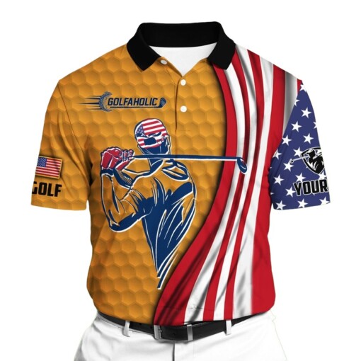 Golf Polo Shirt Premium Cool American Golf Man Golf Polo Shirts Multicolor Personalized Golf Shirt Patriotic Golf Shirt For Men