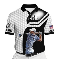 Golf Polo Shirt Premium Cool Art American Golfer Golf Polo For Golf Lovers Multicolor Personalized Golf Shirt Patriotic Golf Shirt For Men