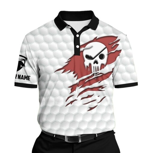 Golf Polo Shirt Premium Cool Golf Skull In My Heart Golf Polo Shirts Multicolored Personalized Golf Shirt Patriotic Golf Shirt For Men