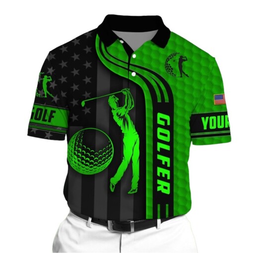 Golf Polo Shirt Premium Cool Golfer 3D Polo AOV Printed Multicolor Personalized Golf Shirt Patriotic Golf Shirt For Men