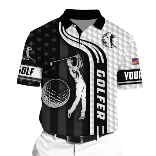 Golf Polo Shirt Premium Cool Golfer 3D Polo AOV Printed Multicolor Personalized Golf Shirt Patriotic Golf Shirt For Men