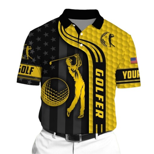 Golf Polo Shirt Premium Cool Golfer 3D Polo AOV Printed Multicolor Personalized Golf Shirt Patriotic Golf Shirt For Men