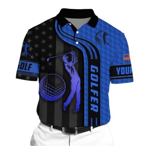 Golf Polo Shirt Premium Cool Golfer 3D Polo AOV Printed Multicolor Personalized Golf Shirt Patriotic Golf Shirt For Men