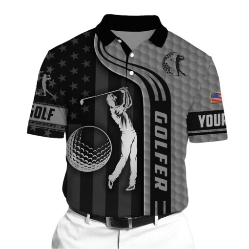 Golf Polo Shirt Premium Cool Golfer 3D Polo AOV Printed Multicolor Personalized Golf Shirt Patriotic Golf Shirt For Men